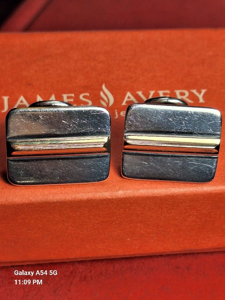 RETIRED Rare James Avery Sterling Silver & 14K Gold Cufflinks