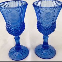 1976 George & Martha Washington Cobalt Blue Wine Glasses 
