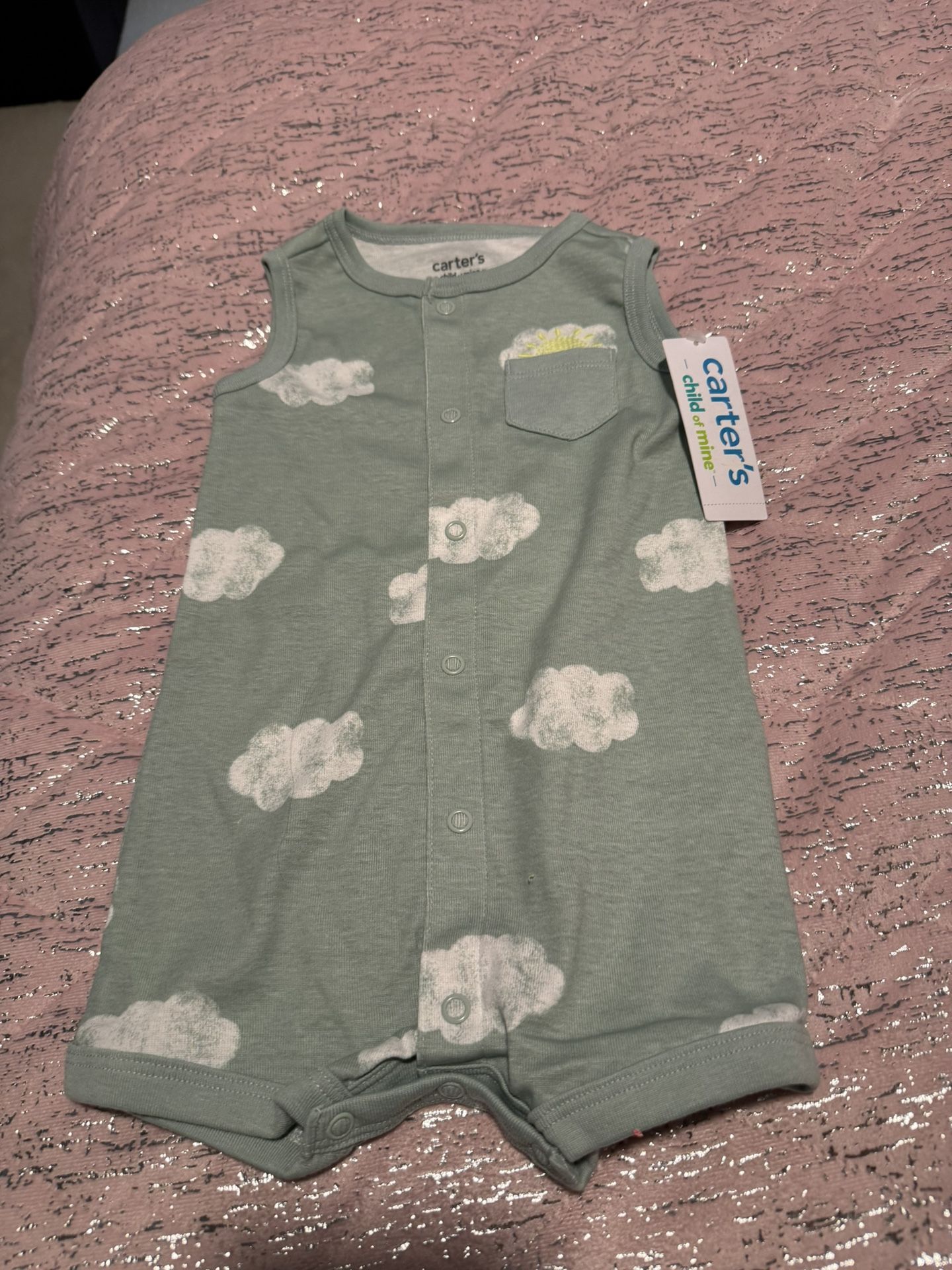 Baby Boys Bodysuit Romper Clouds Green