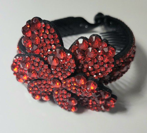 Red Floral Flower Hair Bun Pin Hairpin Clip Claw Gift