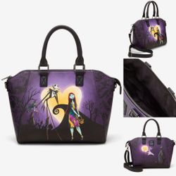 Loungefly Disney The Nightmare Before Christmas Jack & Sally Heart Moon Satchel Bag