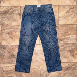 CAEDES One Piece Wano Gear 5 Luffy Graphic Jeans Size 34