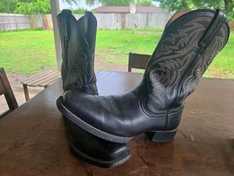 Ariat Men's Sport Black Wide Square Toe Cowboy Boots sz 10.5D