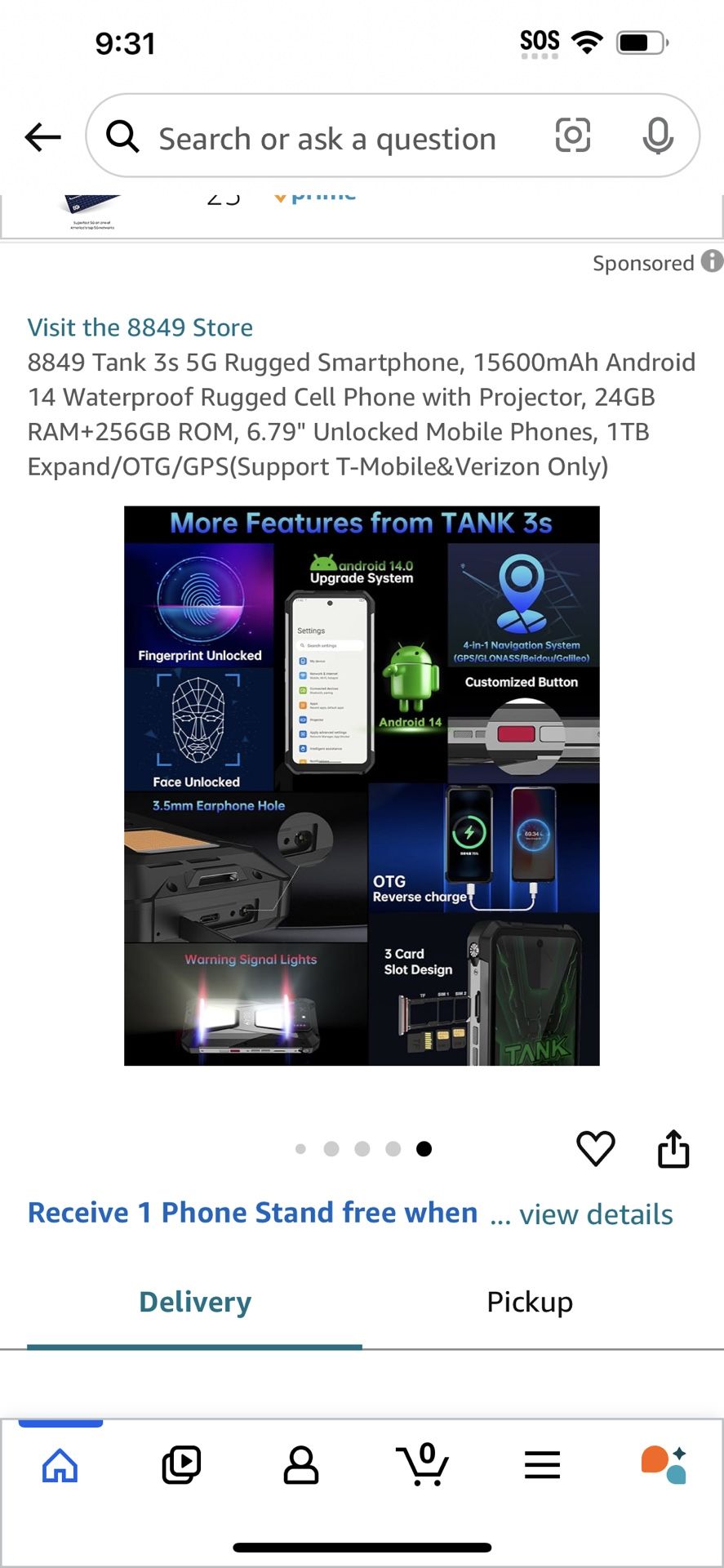 8849 Tanks 3s Projector Phone