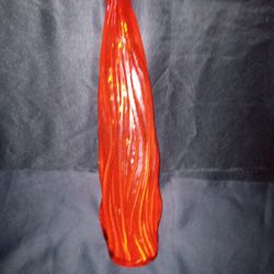 Mid-century Modern art glass blown glass bottle with what looks like a wood grain pattern on the outside 20in tall