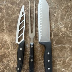 Set of 2 knives and carving fork