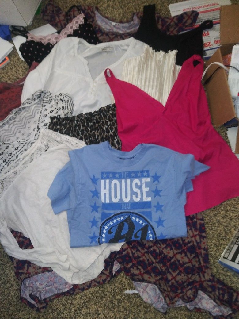 Women's XS Small Clothes 11Pc Lot Bargain Box Bundle Dress T-Shirt Cami Blouse
Lot includes t-shirt, camisole, blouses and dresses