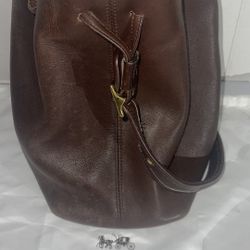 Vintage Coach Leather Drawstring Purse 