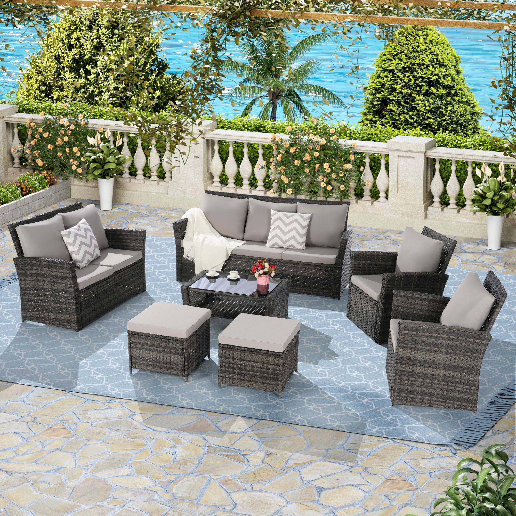PCS PE/RATTAN OUTDOOR FURNITURE SET PATIO FURNITURE SET SEATER