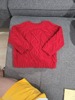Hand Knitted Red Color Long Sleeve Very Warm