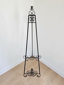 Ornate Wrought Iron Floor Easel / Art Display Stand