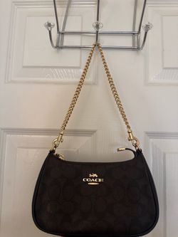 Coach Signature Shoulder Bag with Gold Chain