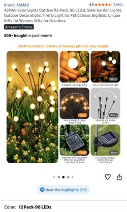 12 pack SOLAR POWERED SWING LIGHTS