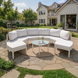7 - Piece Aluminum Patio Sofa Seating Group With Table