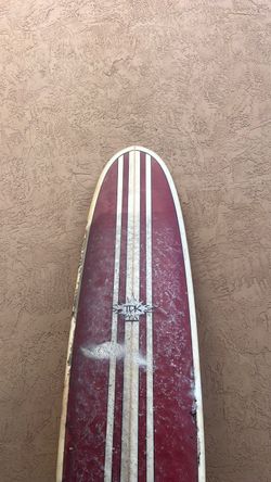 8’11” TDK Longboard Surfboard Red Stripe
