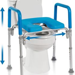 Platinum Health Original Ultimate Padded Raised Toilet Seat with Handles, Riser for Seniors with Adjusted Height & Width, FSA HSA Eligible 420lb for E