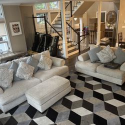Sofa, Love Seat And Cushion Ottoman 
