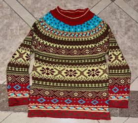 Retro Ski Sweater Women Warm Classic Long Sleeve Knitwear Small