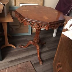 Octagon Antique Wood Table 