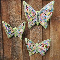 Wall Decoration Mosaic Butterfly Set. Clay Pots, Talavera Planters,Plants, Pottery. $90 cada set de 3