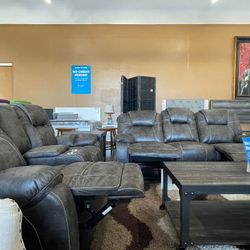 Microfiber Reclining Sofa Set 