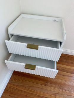 White 2-Drawer Nightstand with Gold Handles