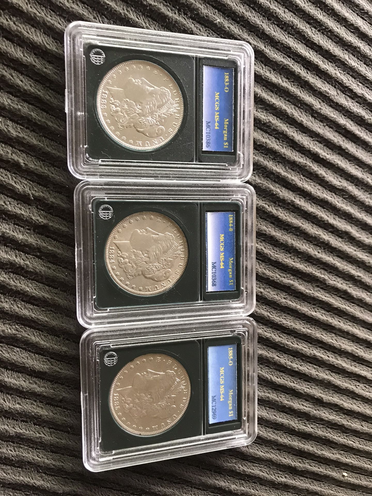 Three Morgan Silver Dollar Coins