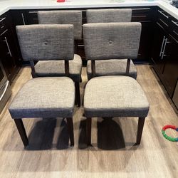 4 Lovely Grey Dining Chairs Dark Wood Legs All In Great Condition