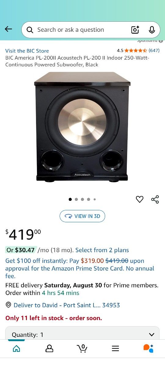 Acoustic 12-in Subwoofer