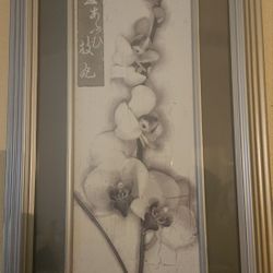 Framed Orchid Art Japanese Style Wall Decor