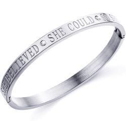 Fullrainbow Inspirational Gifts for Women Inspirational Jewelry Cuff Bracelet Bangle Engraved She Believed She Could So She Did