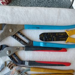 Plumbing & Pliers Tool Lot – Channel Locks, Pipe Wrench, Vise Grip
