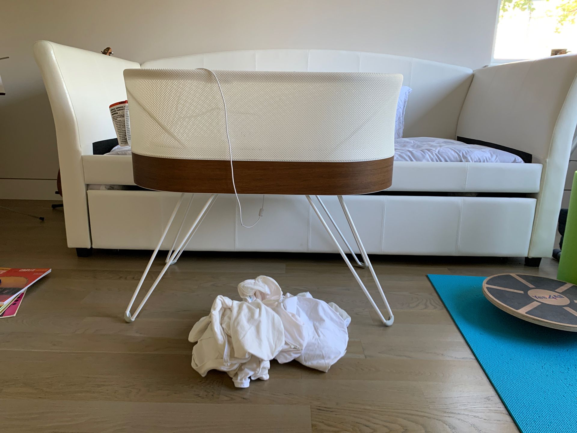 SNOO bassinet with extra swaddles