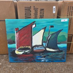 Original Sailboat Acrylic Painting on Canvas