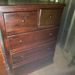 Thick Wood Cherry Dresser Tall Heavy Wood