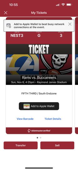 Bucs vs Rams Tickets - 2 Seats($250each) Thumbnail