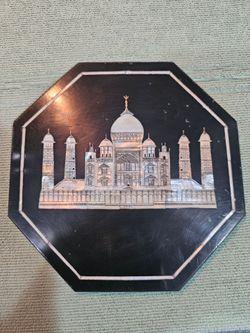 Black marble mother-of-pearl plate