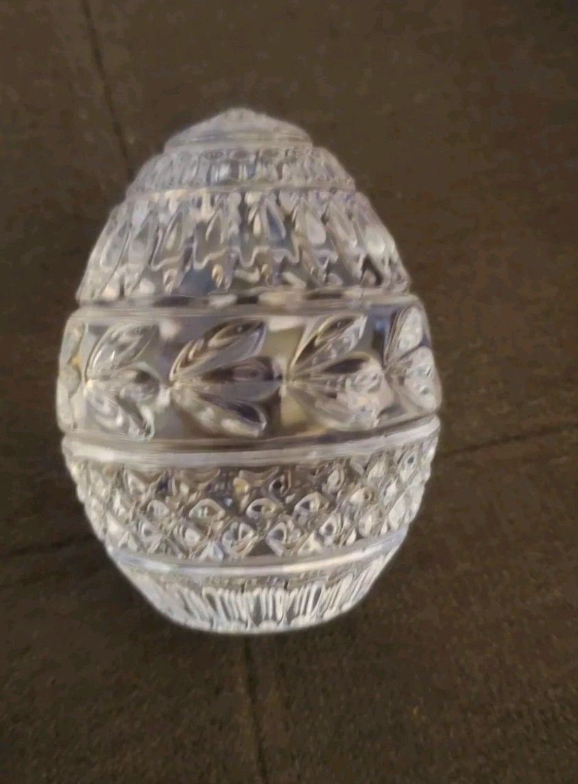 3" Cut Crystal Egg Clear 1988 Germany Paperweight Vintage Used
