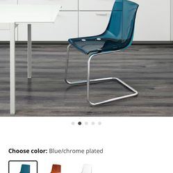 Beautiful blue IKEA Modern Polycarbonate Transparent Blue Set Of 6 Dinning Chairs Blue