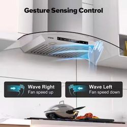 36 in. 900 CFM Smart Wall Mount Range Hood in Stainless Steel With Remote Control Ducted/Ductless Convertible $299