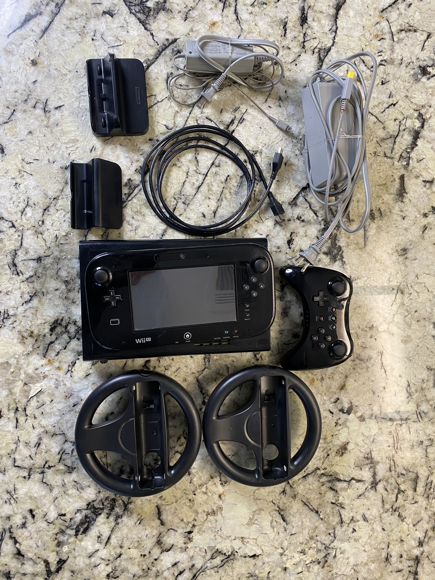 Nintendo Wii U system 32GB Console U Bundle Steering Wheel Controllers And More
