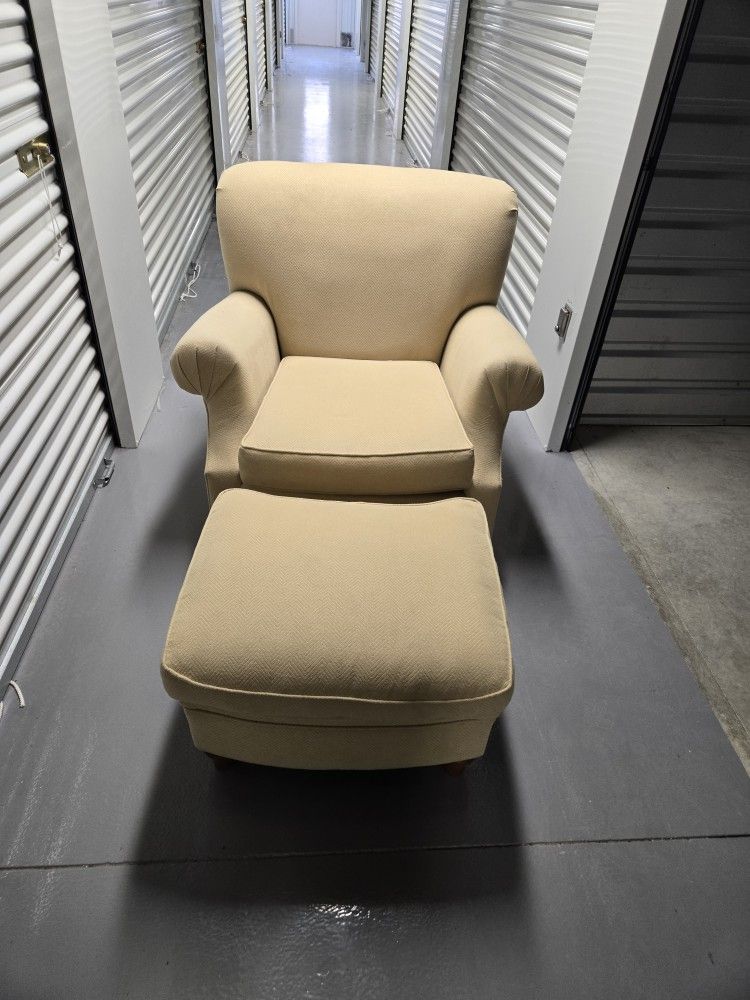 Yellow Chair With Ottoman