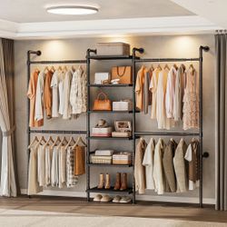 Industrial Closet System – Adjustable Garment Rack w/ Shelves