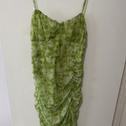 FashionNova Scrunch Dress Green/white