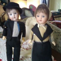 German bisque boy and girl dolls