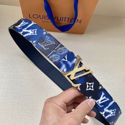 Louis Vuitton Blue Belt With Box 