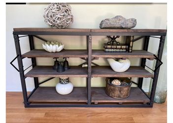 Restoration Hardware French Library Wood & Metal Bookshelf