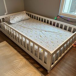 Twin Montessori Bed Frame With Nectar Kids Memory Foam Mattress