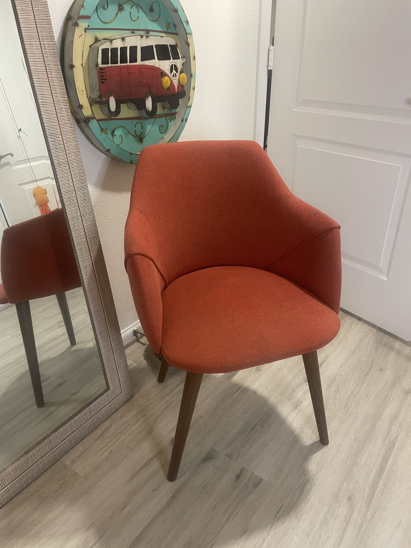 Mid-Century Modern Accent Chair – Burnt Orange Upholstery