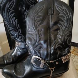 Womens Black Leather Loredo Boots